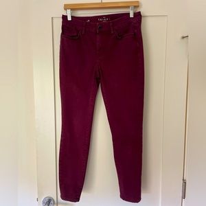 White House Black Market Maroon Skinny Jeans